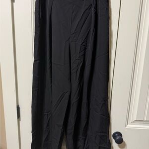 Halara Black Wide-Leg Waffle Pants